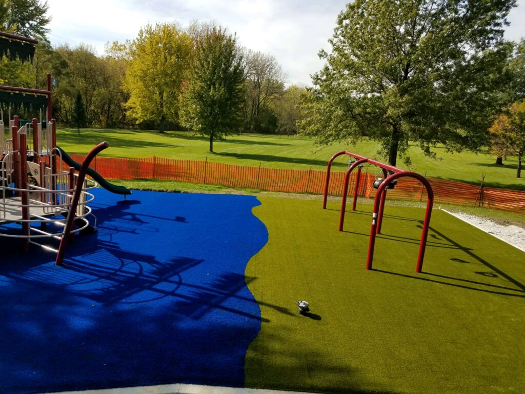 Pirate Ship Theme Uses Blue Playground Grass