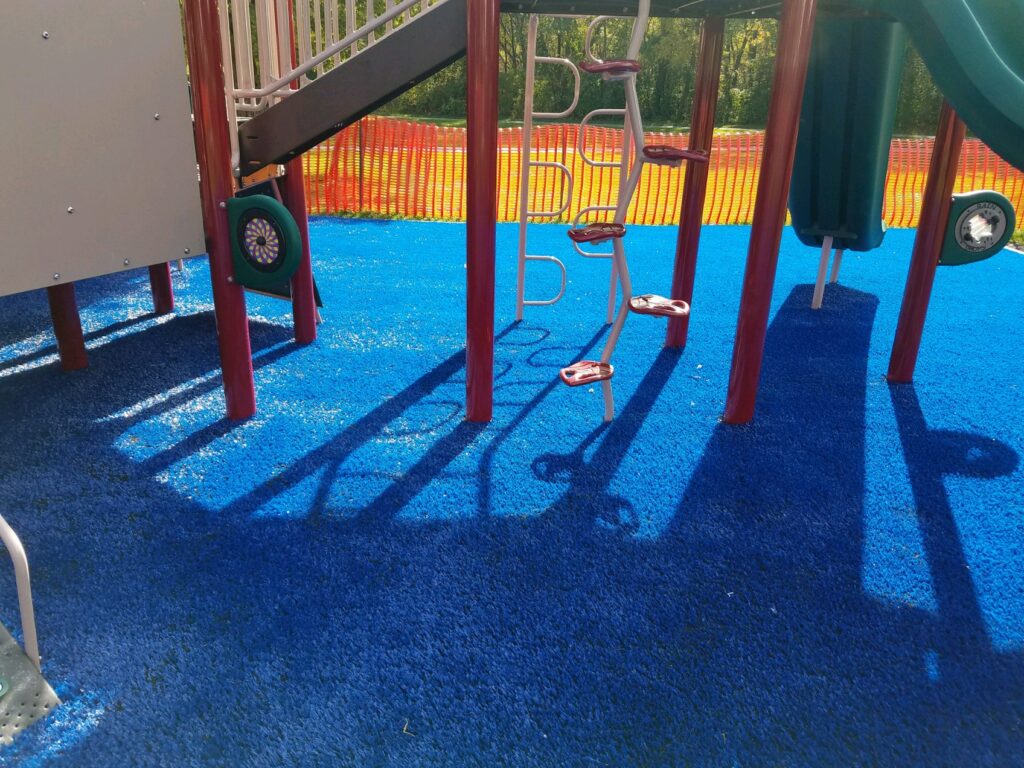 Pirate Ship Theme Uses Blue Playground Grass