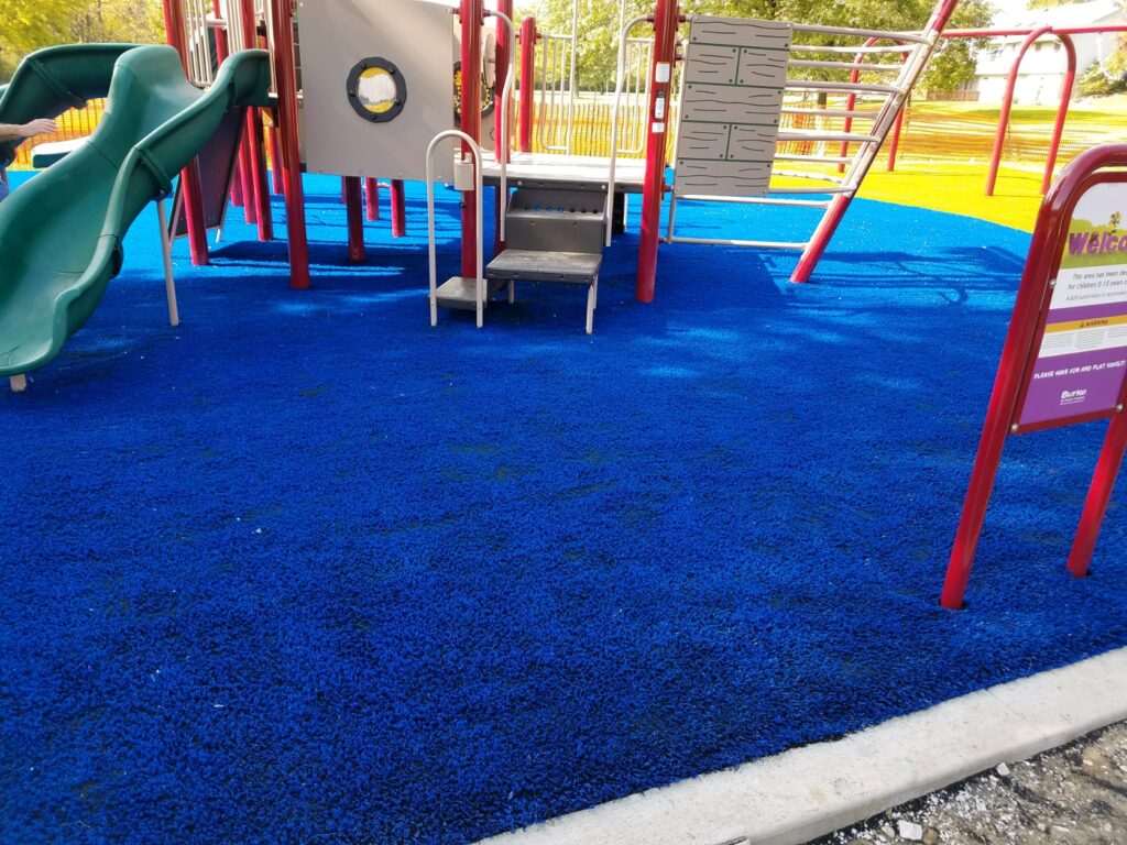 Pirate Ship Theme Uses Blue Playground Grass