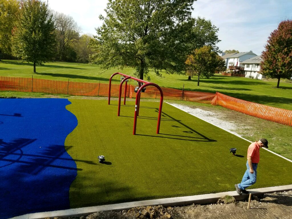 Pirate Ship Theme Uses Blue Playground Grass